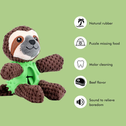 Plush Dog Toys Interactive Dog Puzzle Toys Cute Sloth Teething Chew Squeaky Dog Toys for Small Medium Large Dogs - view 9