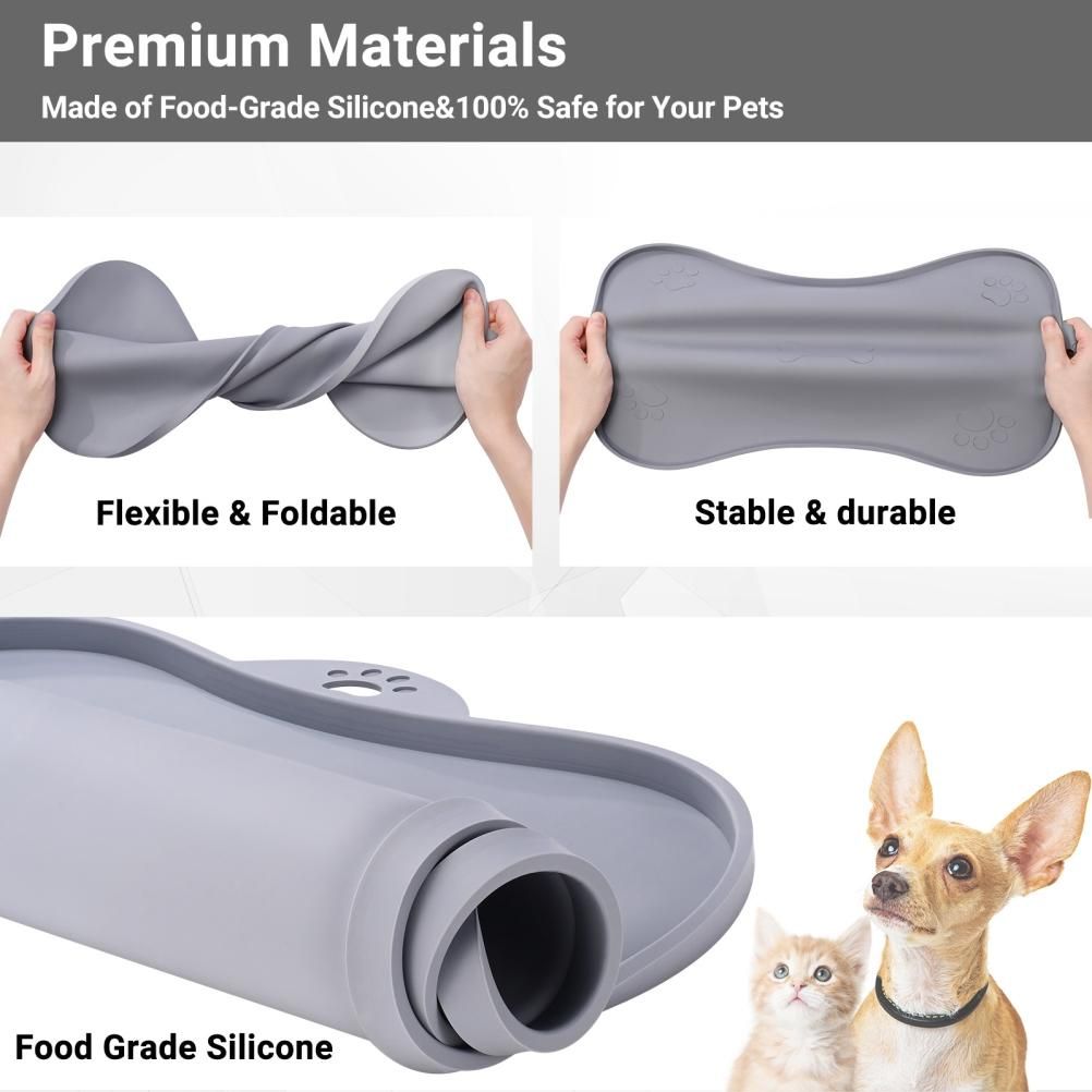 Pet Placemat for Dog and Cat Waterproof Silicone Pet Feeding Pad Non Slip Rollable Mat for Prevent Food and Water Overflow - view 6