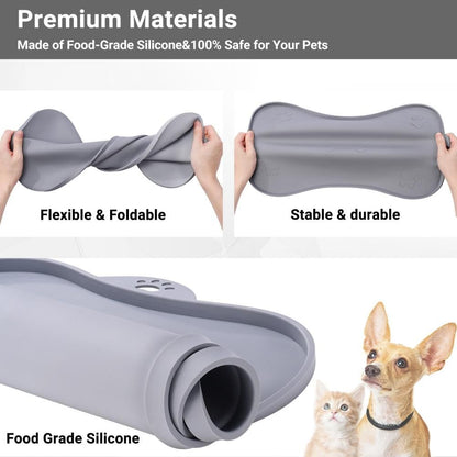 Pet Placemat for Dog and Cat Waterproof Silicone Pet Feeding Pad Non Slip Rollable Mat for Prevent Food and Water Overflow - view 6