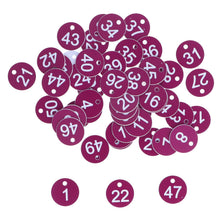 50Pcs Numbered Label Round Simple Beautiful Beehive Tag Breeding Supplies for Beekeeping Animal Husbandry Numbers 1 to 50 Purple