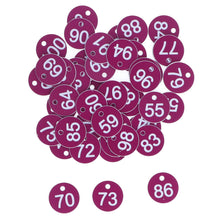 50Pcs Numbered Label Round Simple Beautiful Beehive Tag Breeding Supplies for Beekeeping Animal Husbandry Numbers 51 to 100 Purple