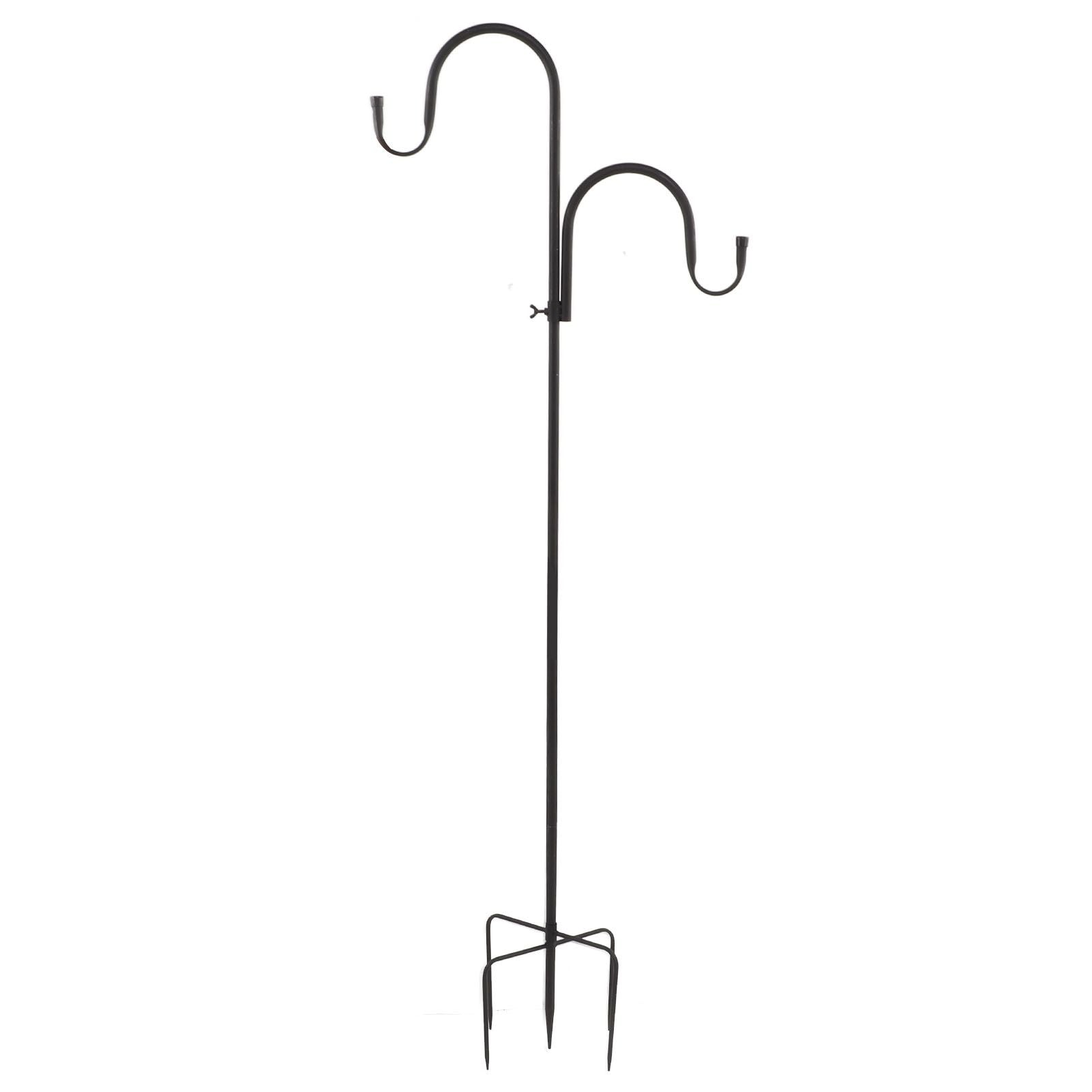 Shepherd's Hook Detachable Bird Feeder Hanger Iron 2 Hooks 5 Prong Bases Courtyard Accessories - view 3