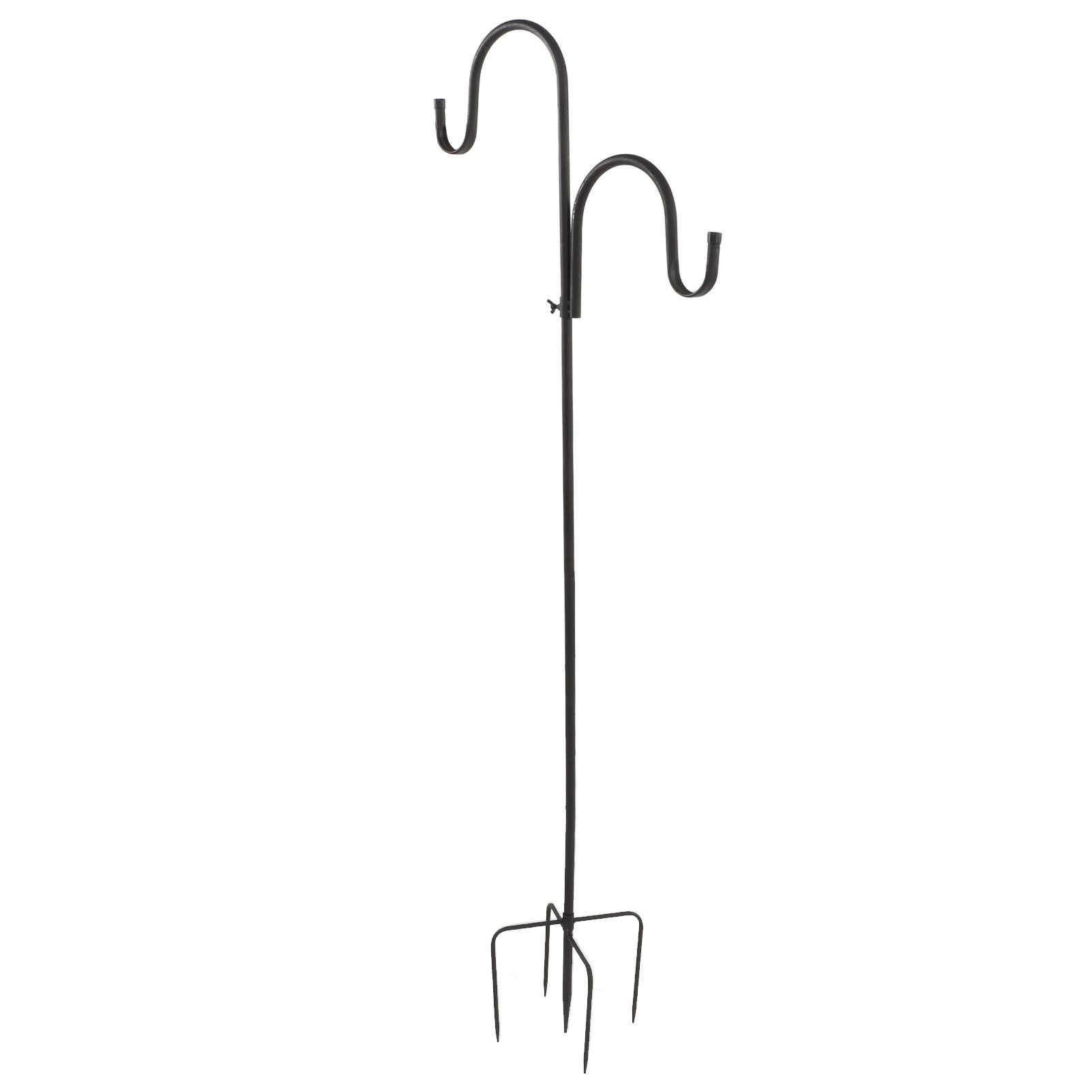 Shepherd's Hook Detachable Bird Feeder Hanger Iron 2 Hooks 5 Prong Bases Courtyard Accessories - view 4