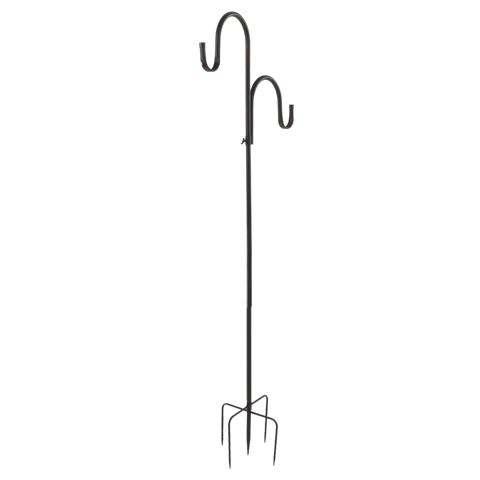 Shepherd's Hook Detachable Bird Feeder Hanger Iron 2 Hooks 5 Prong Bases Courtyard Accessories - view 5