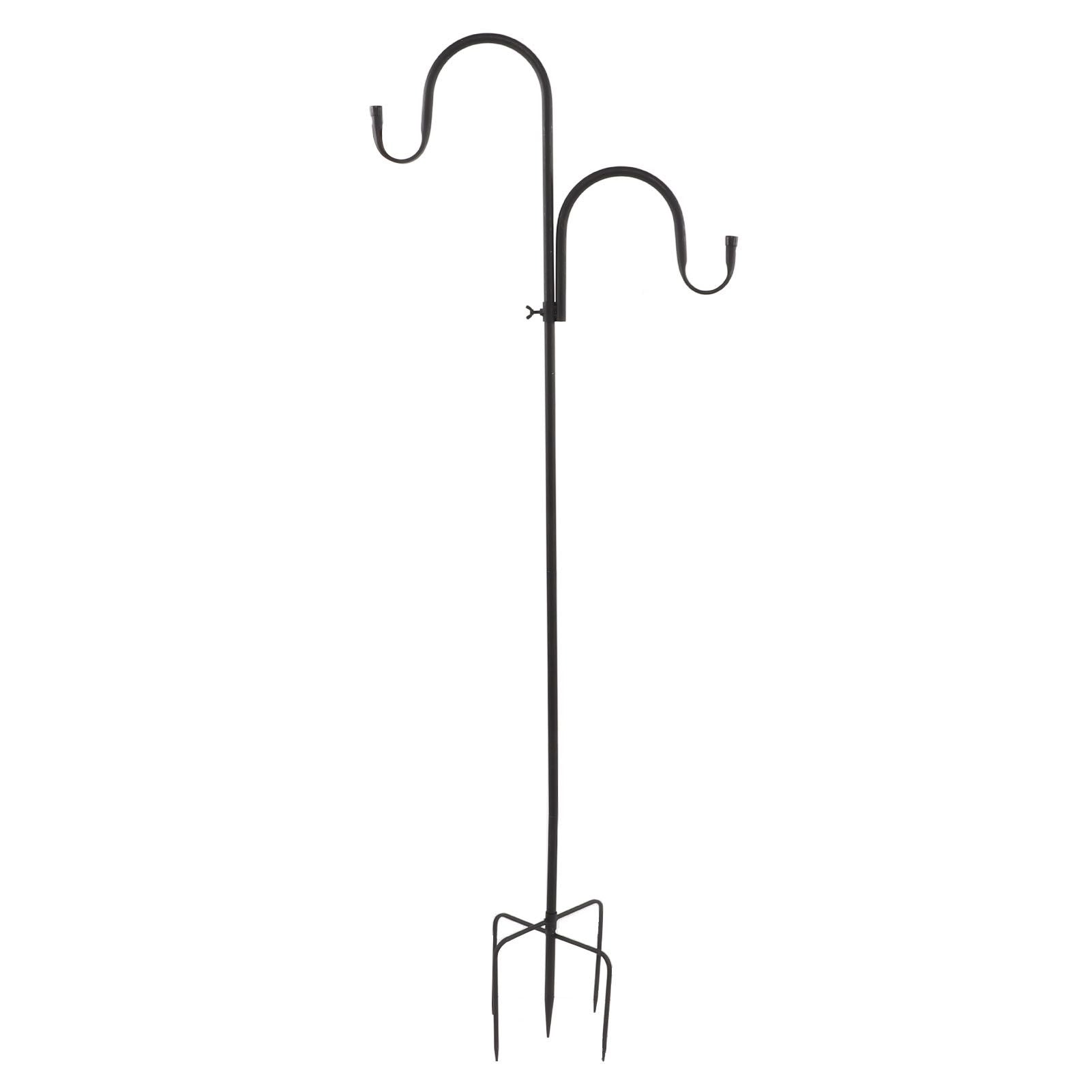 Shepherd's Hook Detachable Bird Feeder Hanger Iron 2 Hooks 5 Prong Bases Courtyard Accessories - view 7