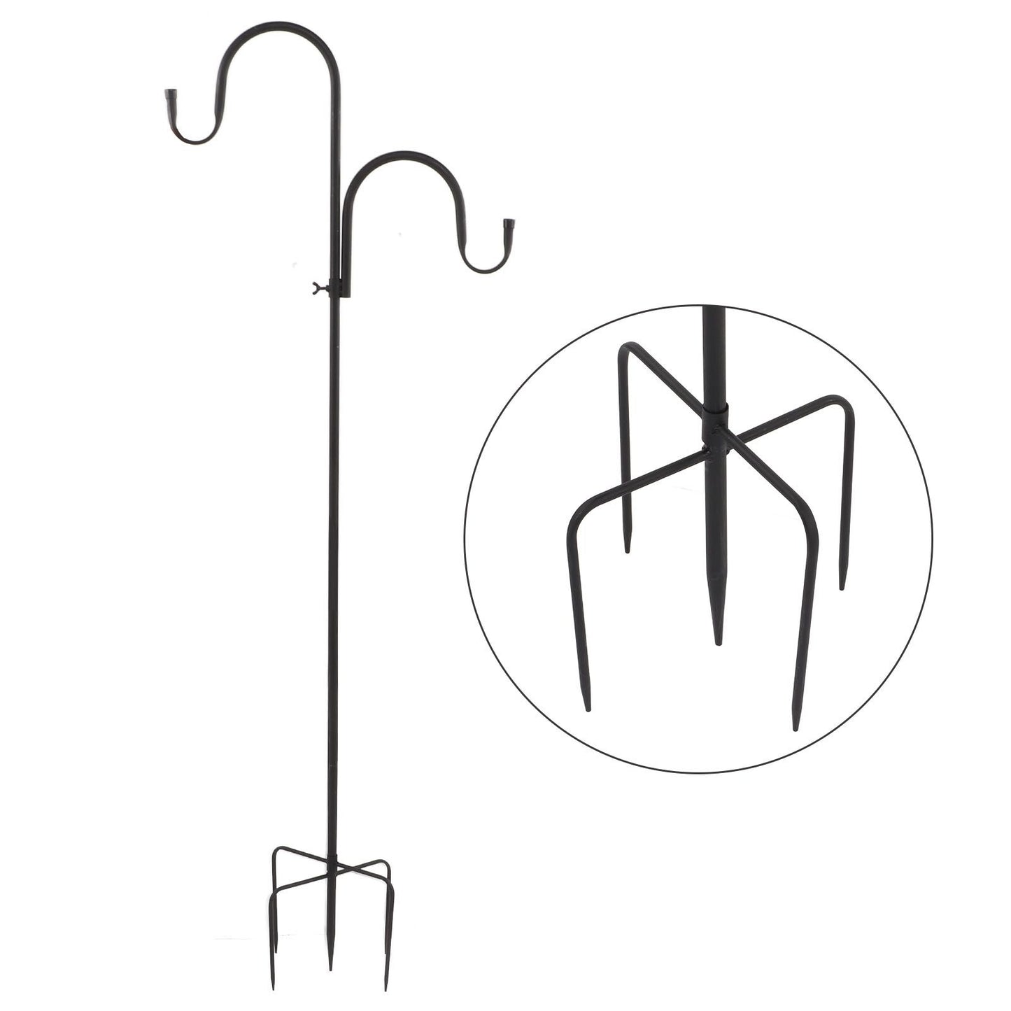 Shepherd's Hook Detachable Bird Feeder Hanger Iron 2 Hooks 5 Prong Bases Courtyard Accessories - view 8