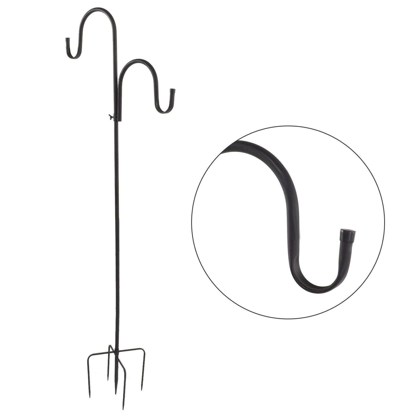 Shepherd's Hook Detachable Bird Feeder Hanger Iron 2 Hooks 5 Prong Bases Courtyard Accessories - view 9
