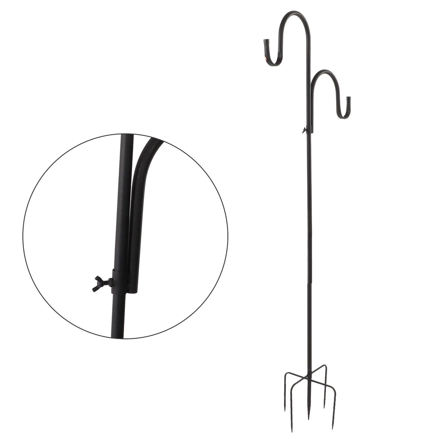 Shepherd's Hook Detachable Bird Feeder Hanger Iron 2 Hooks 5 Prong Bases Courtyard Accessories - view 10