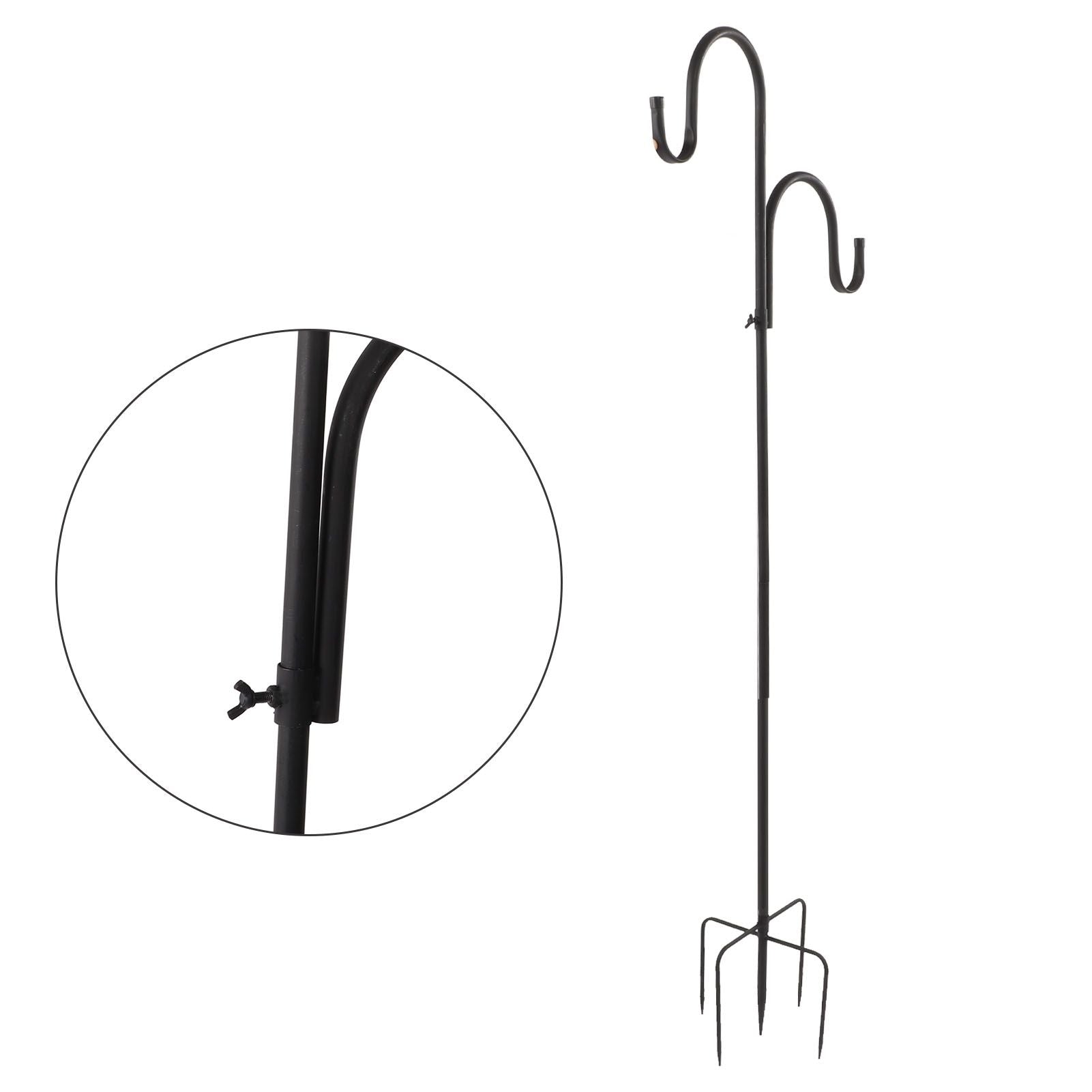 Shepherd's Hook Detachable Bird Feeder Hanger Iron 2 Hooks 5 Prong Bases Courtyard Accessories - view 10