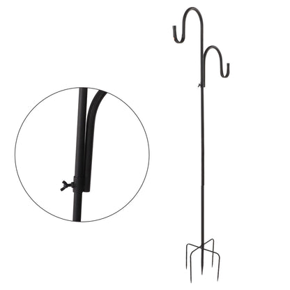 Shepherd's Hook Detachable Bird Feeder Hanger Iron 2 Hooks 5 Prong Bases Courtyard Accessories - view 10