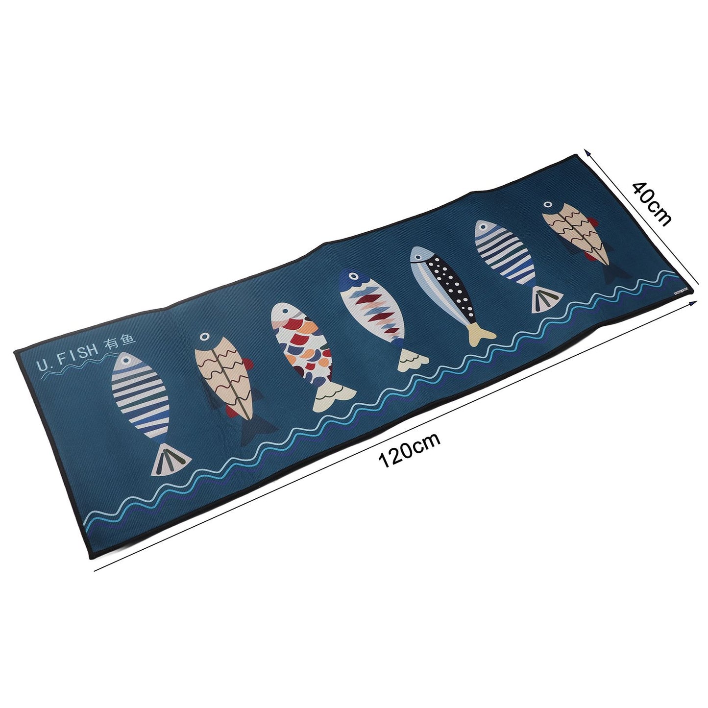 Floor Mat Prevent Slip Wearable Comfortable Cute Pattern Kitchen Pad for Living Room Bathroom Doorway Fish 40x120cm / 15.8x47.2in - view 8