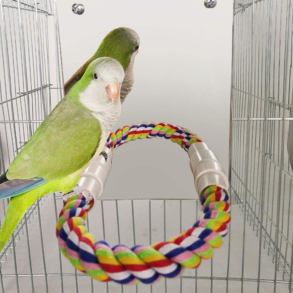 Bird Mirror Toy with Rope Mirror Perch Parrot Bite Toy Parrot Claw Perches Bird Cage Chew Toy - view 6