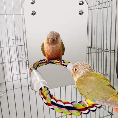 Bird Mirror Toy with Rope Mirror Perch Parrot Bite Toy Parrot Claw Perches Bird Cage Chew Toy - view 7