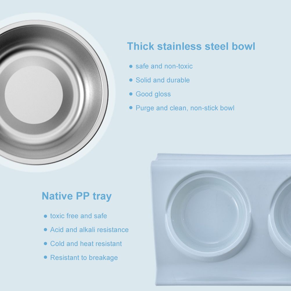Double Bowls for Dog Stainless Steel Pet Bowl Splashproof Feeding Bowl for Pet - view 3