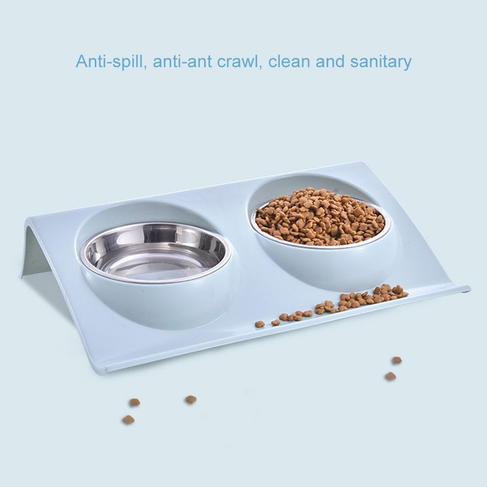 Double Bowls for Dog Stainless Steel Pet Bowl Splashproof Feeding Bowl for Pet - view 4