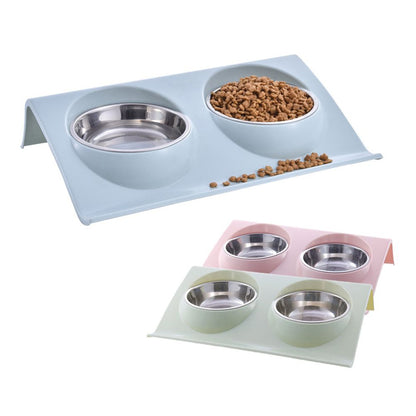 Double Bowls for Dog Stainless Steel Pet Bowl Splashproof Feeding Bowl for Pet - view 7