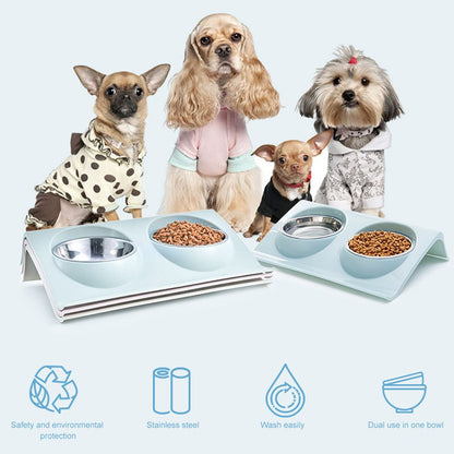 Double Bowls for Dog Stainless Steel Pet Bowl Splashproof Feeding Bowl for Pet - view 8