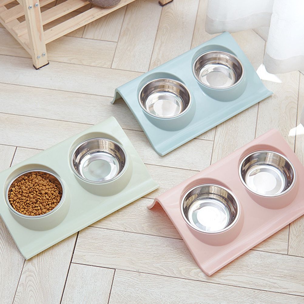 Double Bowls for Dog Stainless Steel Pet Bowl Splashproof Feeding Bowl for Pet - view 10