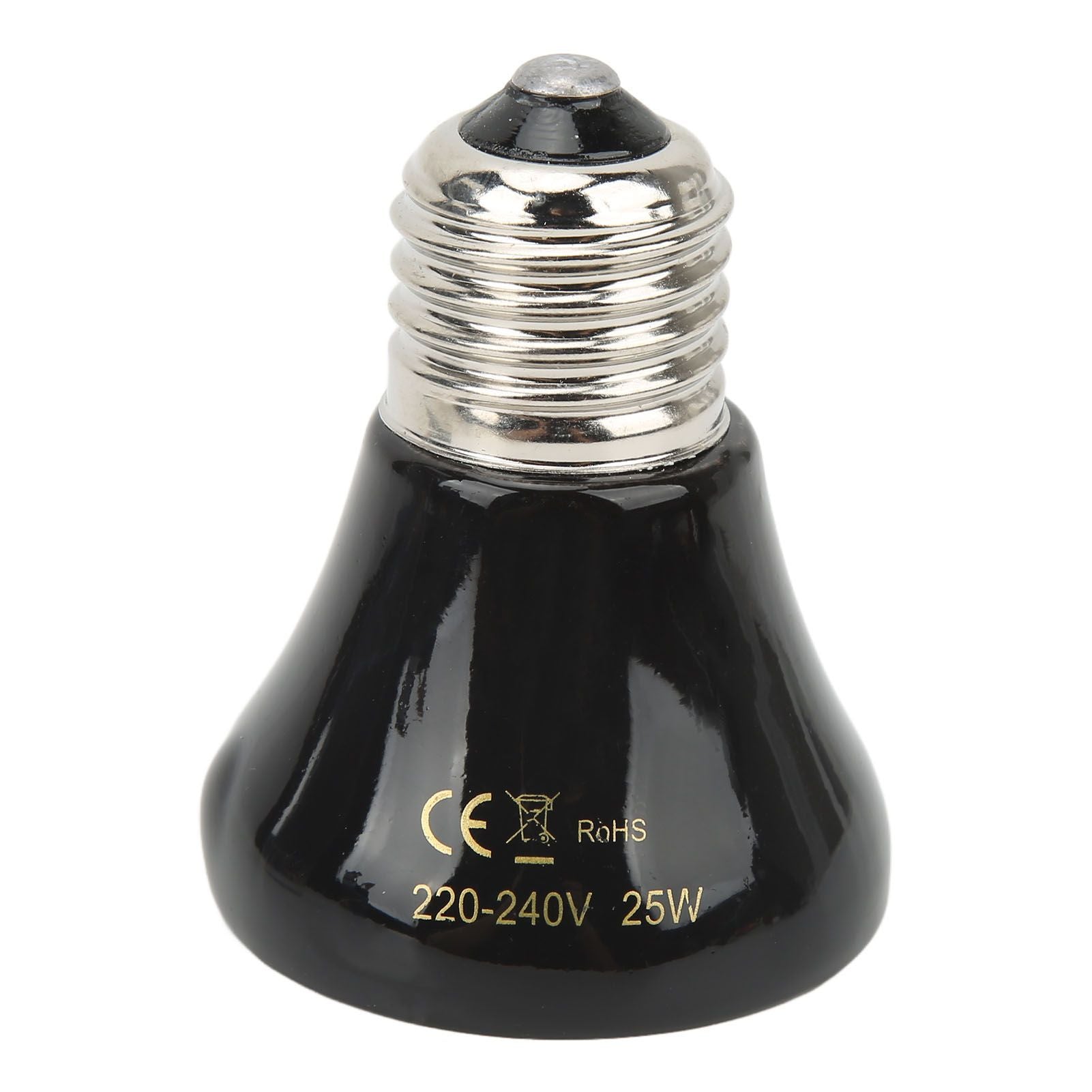 Ceramic Reptile Heat Lamp Bulb Mini Infrared Heat Ceramic Amphibian Heating Lamp for Lizards Reptiles 220V‑240V 25W Black