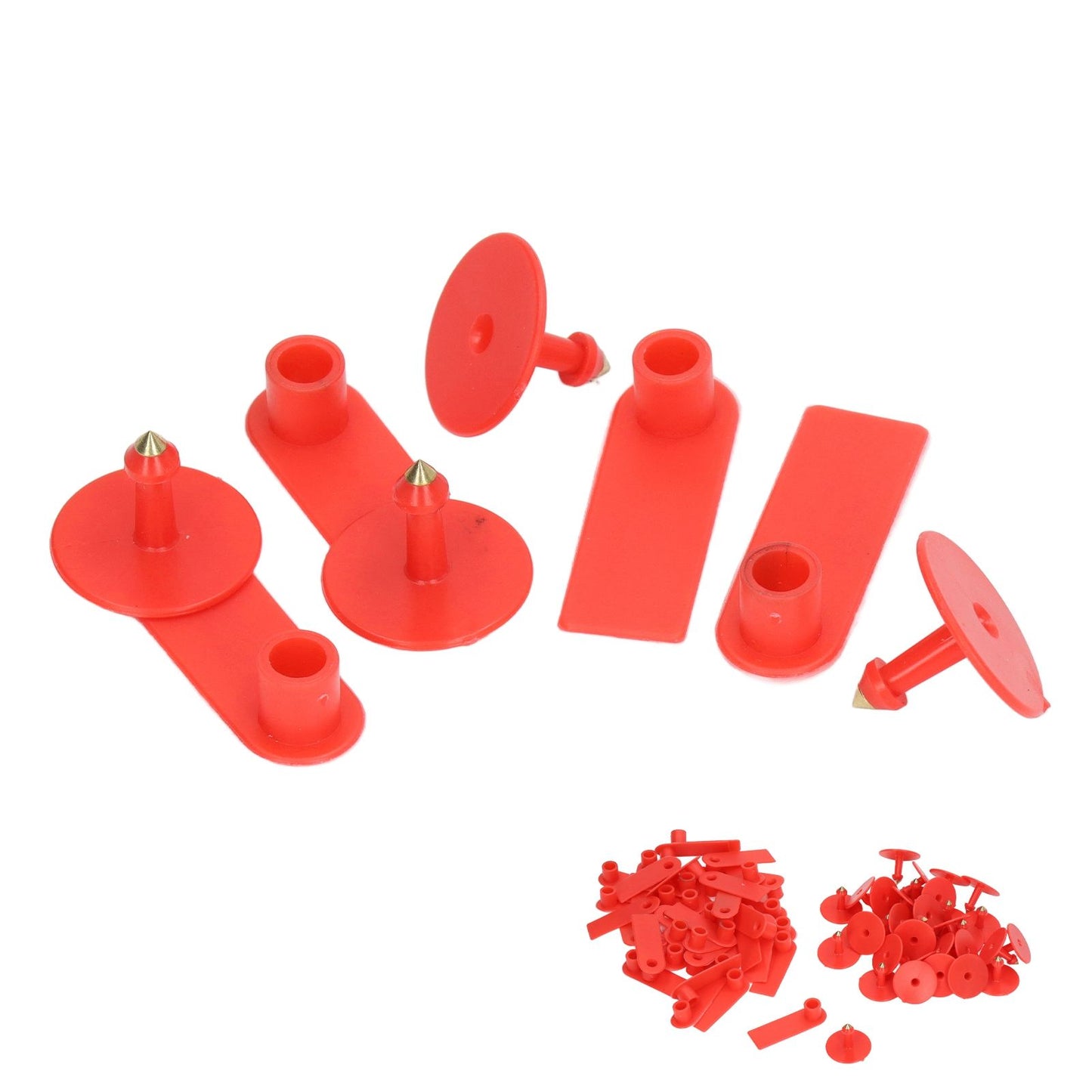 Blank Livestock Ear Tag Handwritable Prevent Shedding Animal Ear Label for Pig Cattle Sheep Red 100 Set - view 3