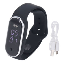 Anti Mosquito Bracelet Watch Silica Gel USB Rechargeable Ultrasonic Mosquito Repellent Bracelet for Outdoor Black