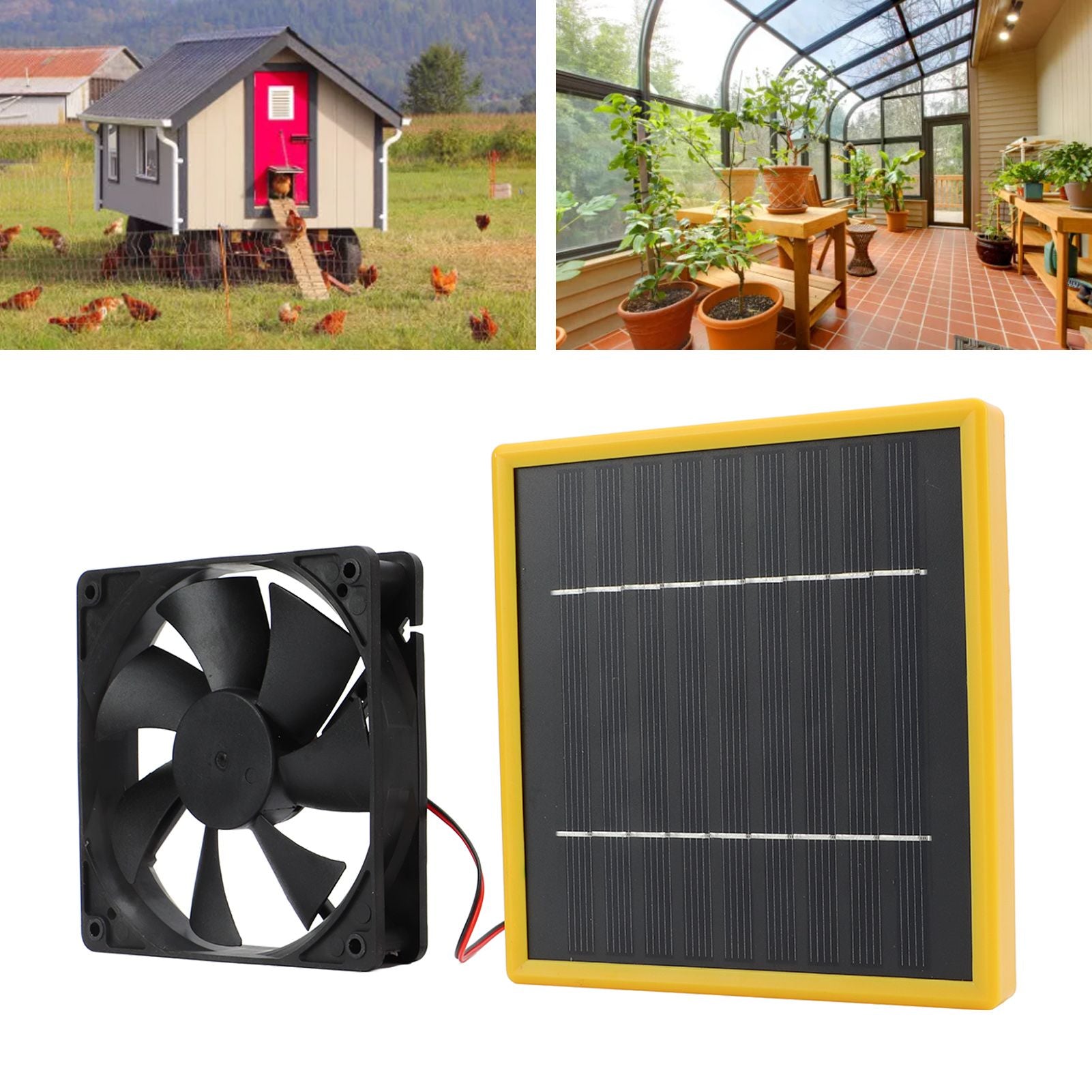 5W 12V Solar Powered Fan with Bracket Portable DIY Cooling Ventilation Fan with Solar Panel for Chicken Coop Greenhouse - view 10