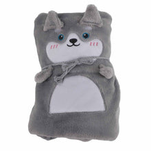 Flannel Blanket Cute Animal Shape Soft Skin Friendly Portable Nap Blanket for Sofa Bed Office Dormitory Husky 80x100cm / 31.5x39.4in