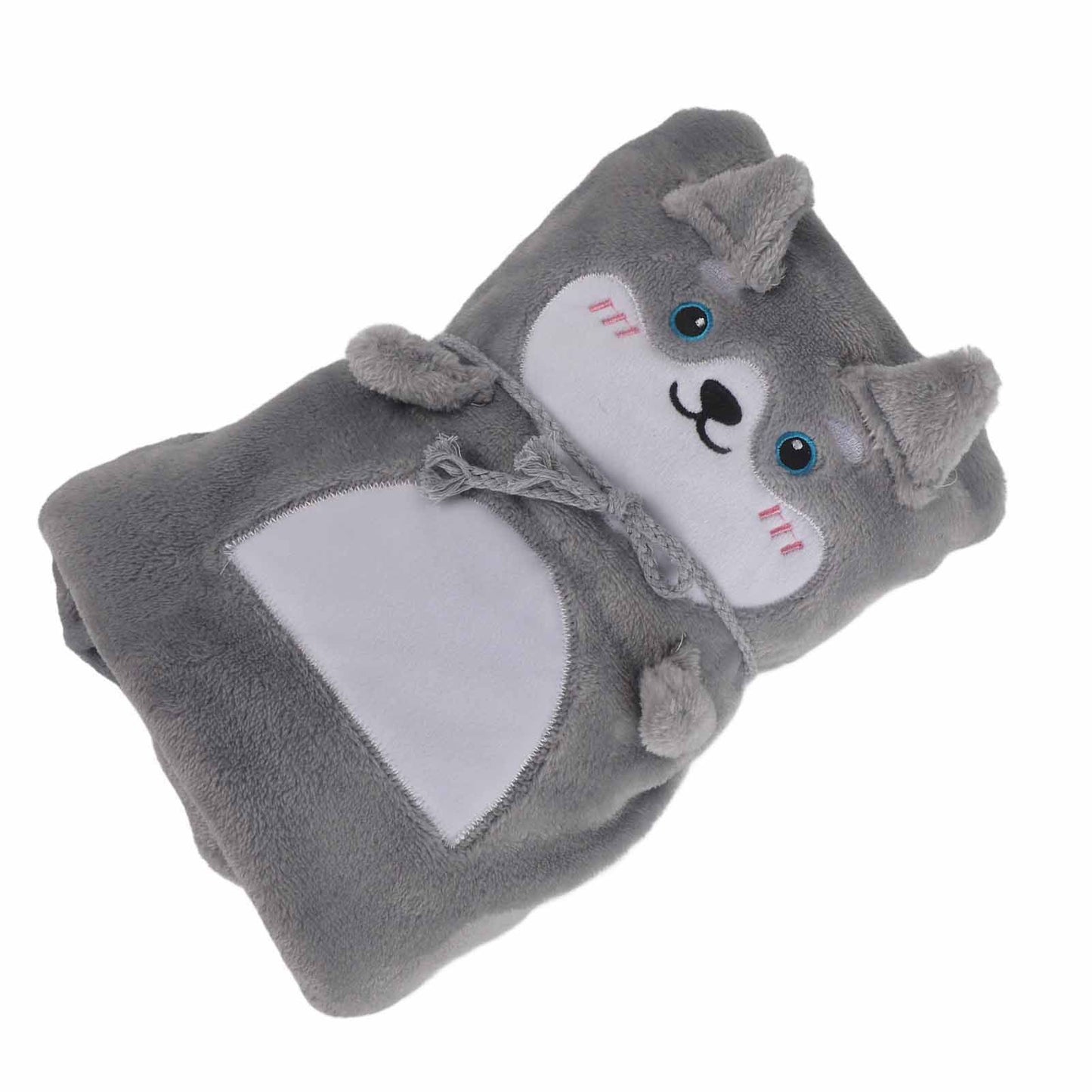Flannel Blanket Cute Animal Shape Soft Skin Friendly Portable Nap Blanket for Sofa Bed Office Dormitory Husky 80x100cm / 31.5x39.4in - view 3