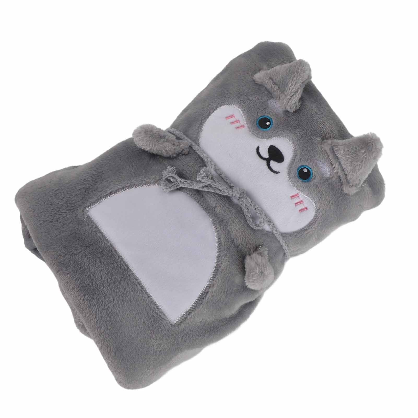 Flannel Blanket Cute Animal Shape Soft Skin Friendly Portable Nap Blanket for Sofa Bed Office Dormitory Husky 80x100cm / 31.5x39.4in - view 3