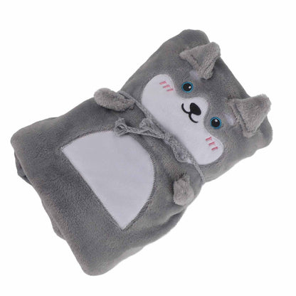 Flannel Blanket Cute Animal Shape Soft Skin Friendly Portable Nap Blanket for Sofa Bed Office Dormitory Husky 80x100cm / 31.5x39.4in - view 3