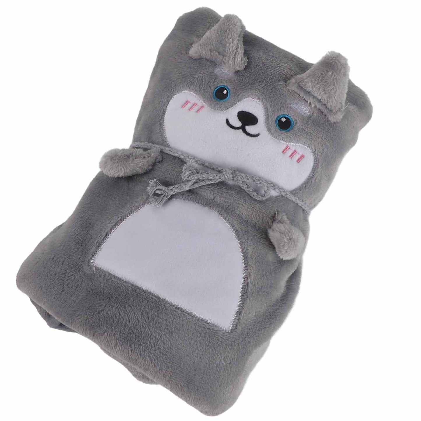 Flannel Blanket Cute Animal Shape Soft Skin Friendly Portable Nap Blanket for Sofa Bed Office Dormitory Husky 80x100cm / 31.5x39.4in - view 4