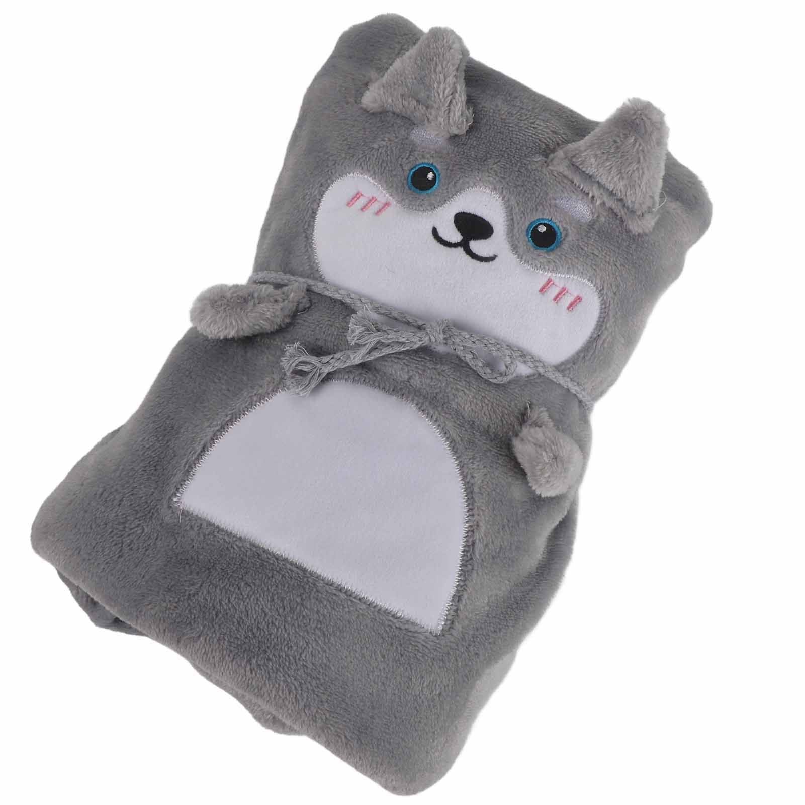 Flannel Blanket Cute Animal Shape Soft Skin Friendly Portable Nap Blanket for Sofa Bed Office Dormitory Husky 80x100cm / 31.5x39.4in - view 4