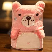 Flannel Blanket Cute Animal Shape Soft Skin Friendly Portable Nap Blanket for Sofa Bed Office Dormitory Pink Bear 80x100cm / 31.5x39.4in - view 2