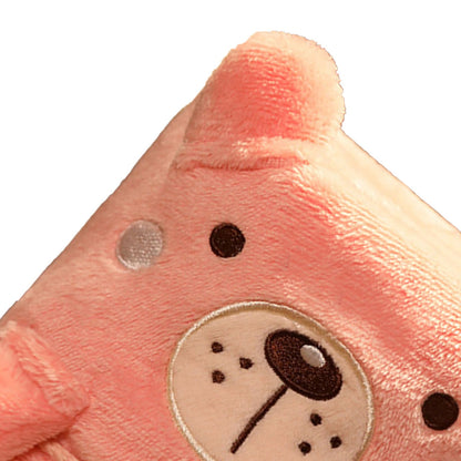 Flannel Blanket Cute Animal Shape Soft Skin Friendly Portable Nap Blanket for Sofa Bed Office Dormitory Pink Bear 80x100cm / 31.5x39.4in - view 3
