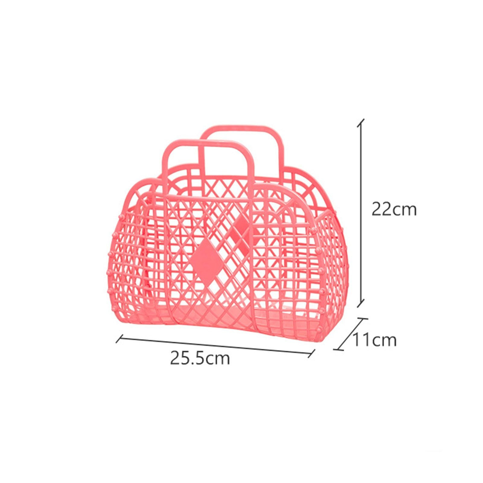Hollow Storage Basket Plastic Reusable Portable Foldable Bag for Beach Home Bedside Shopping Toys Clothes Red 250x110x220mm/9.84x4.33x8.66in - view 2