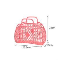 Hollow Storage Basket Plastic Reusable Portable Foldable Bag for Beach Home Bedside Shopping Toys Clothes Red 250x110x220mm/9.84x4.33x8.66in - view 2
