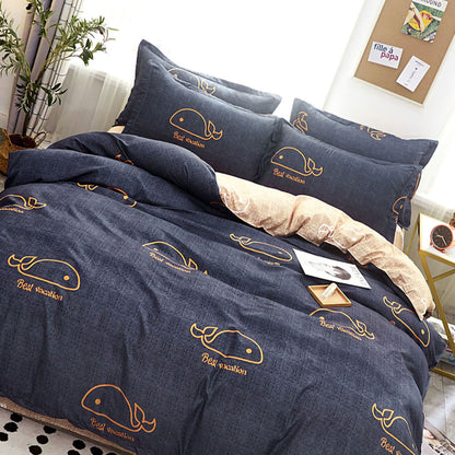 Skin Friendly Quilt Cover Thickened Polyester Soft Brushed Duvet Cover Quilt Bedding for Dormitory Bedroom Whale 150x200cm - view 4