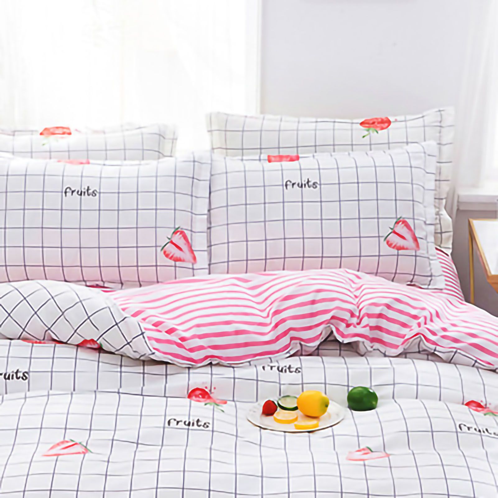 Skin Friendly Quilt Cover Thickened Polyester Soft Brushed Duvet Cover Quilt Bedding for Dormitory Bedroom Fruit 150x200cm - view 4