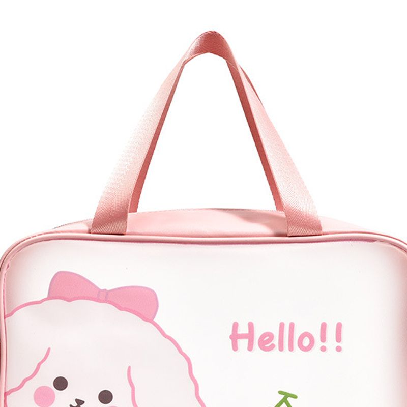 Clear Travel Bag Cherry Puppy Frosted Translucent Waterproof PVC Toiletry Bag Pouch for Washing L 12.2 X 3.9 X 7.9in - view 3