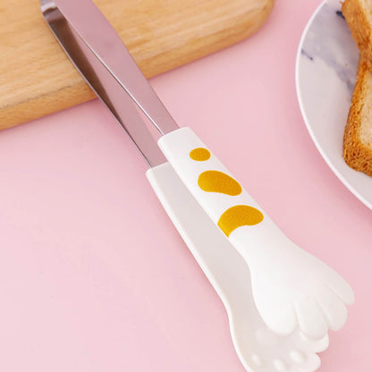 Kitchen Cooking Tong Cute Cat Paw Shape Stainless Steel Small Salad Barbecue Food Tong White S - view 4