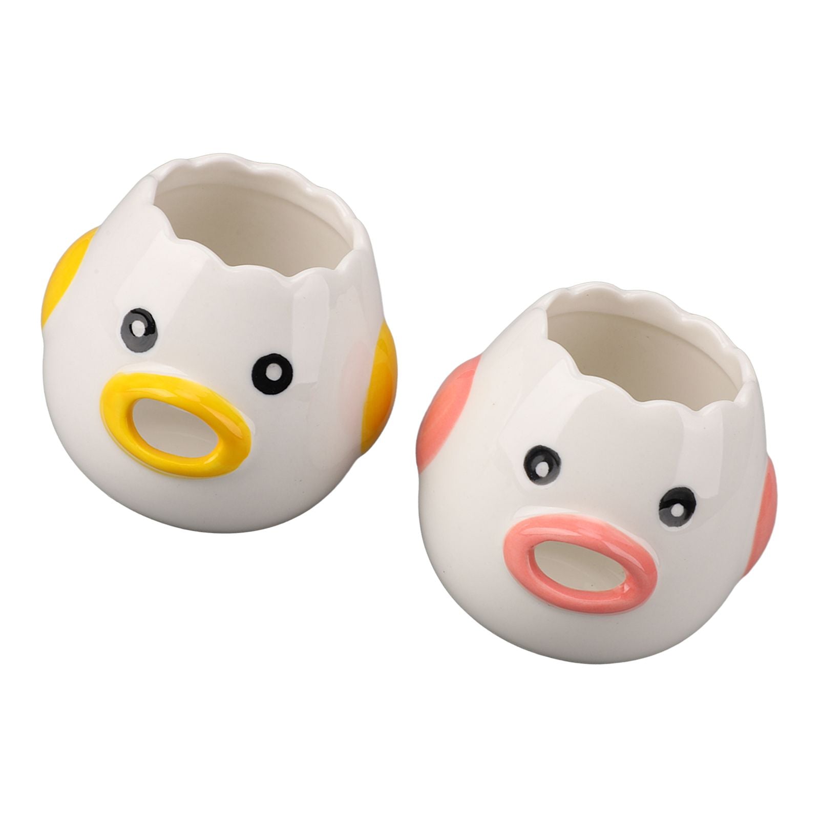 2pcs Egg Separator Ceramic Chicken Shaped Egg Yolk White Filter Kitchen Cooking Accessories Pink and Yellow - view 2