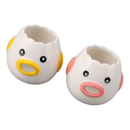 2pcs Egg Separator Ceramic Chicken Shaped Egg Yolk White Filter Kitchen Cooking Accessories Pink and Yellow - view 2