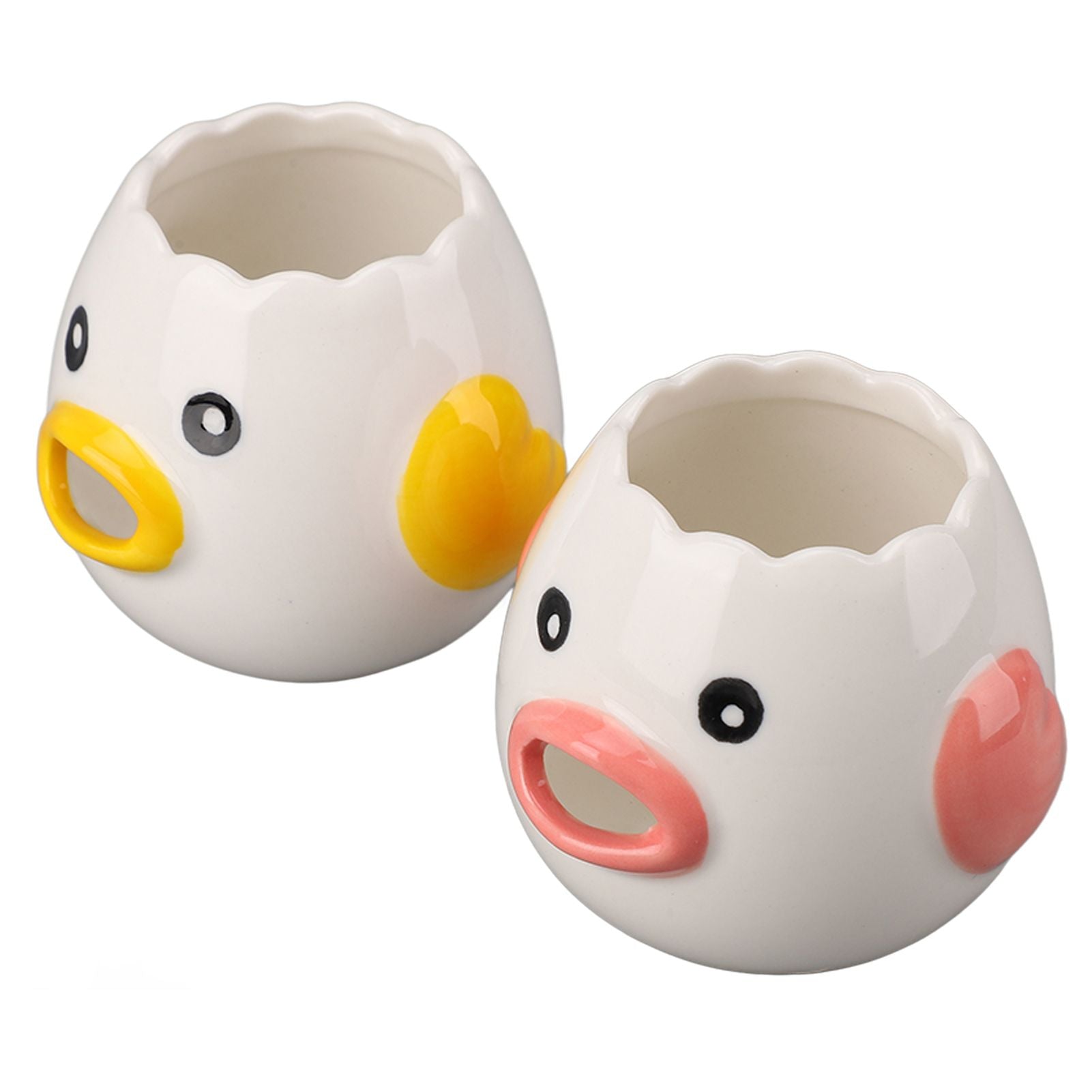 2pcs Egg Separator Ceramic Chicken Shaped Egg Yolk White Filter Kitchen Cooking Accessories Pink and Yellow - view 3