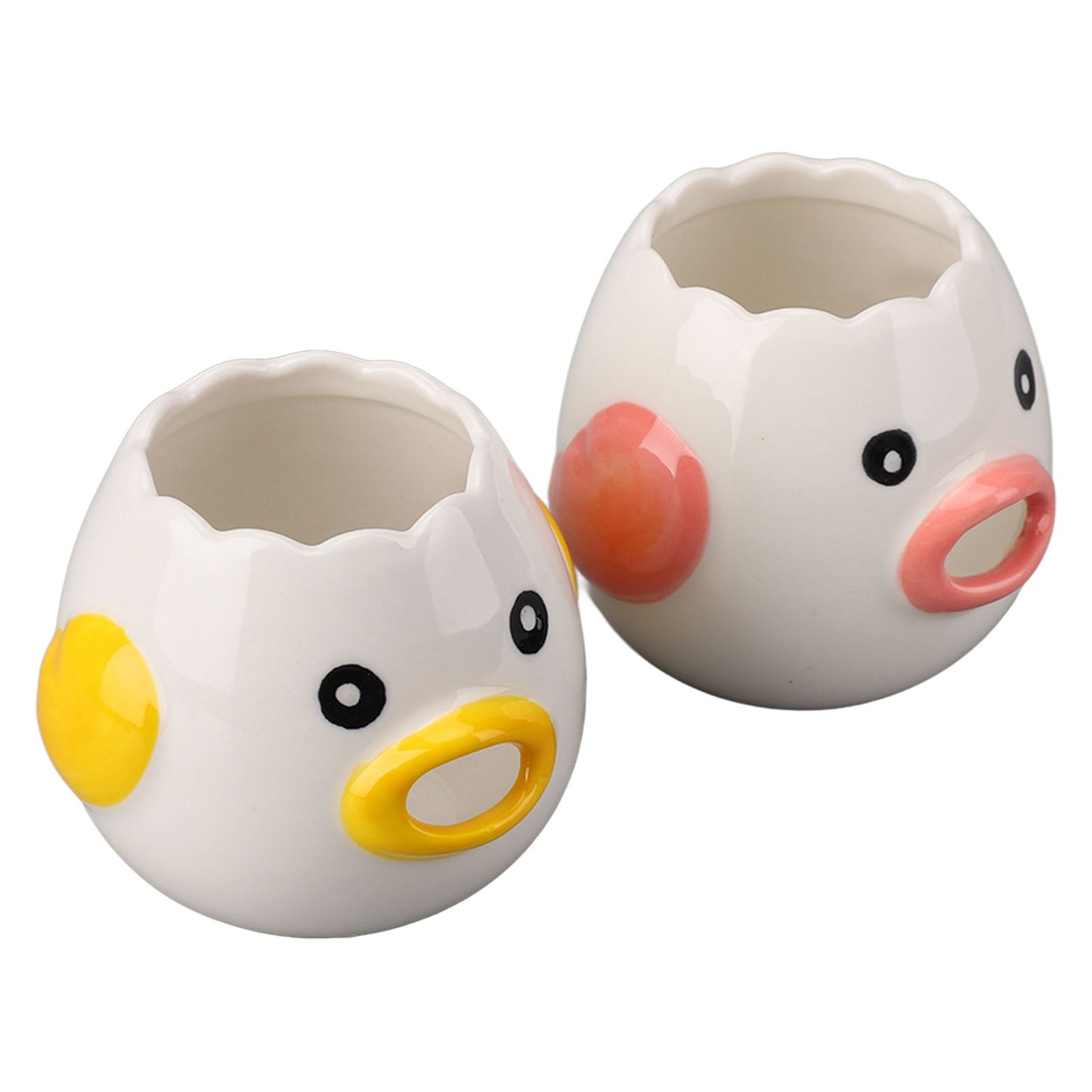 2pcs Egg Separator Ceramic Chicken Shaped Egg Yolk White Filter Kitchen Cooking Accessories Pink and Yellow - view 4
