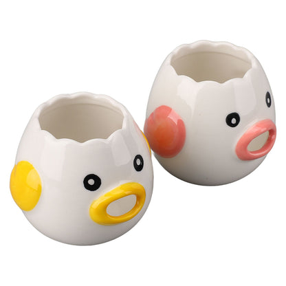 2pcs Egg Separator Ceramic Chicken Shaped Egg Yolk White Filter Kitchen Cooking Accessories Pink and Yellow - view 4