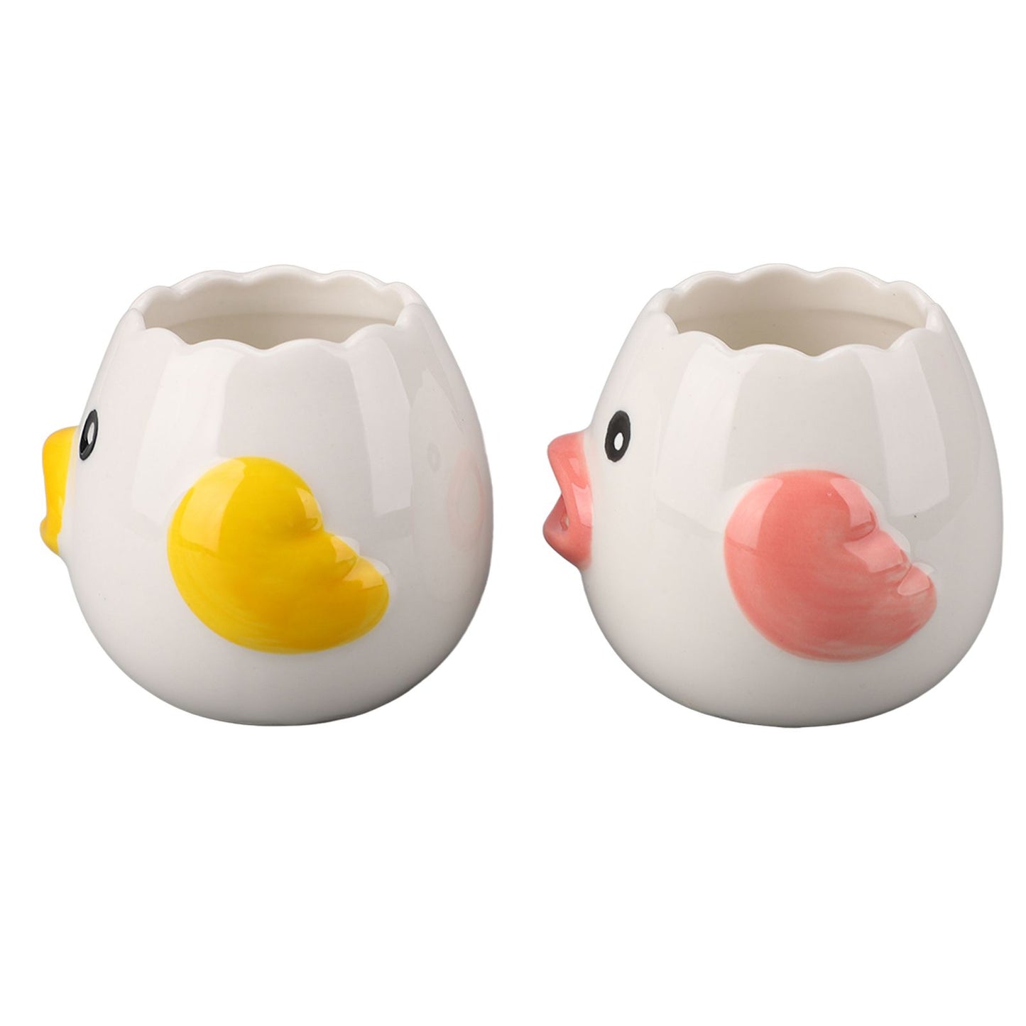 2pcs Egg Separator Ceramic Chicken Shaped Egg Yolk White Filter Kitchen Cooking Accessories Pink and Yellow - view 5