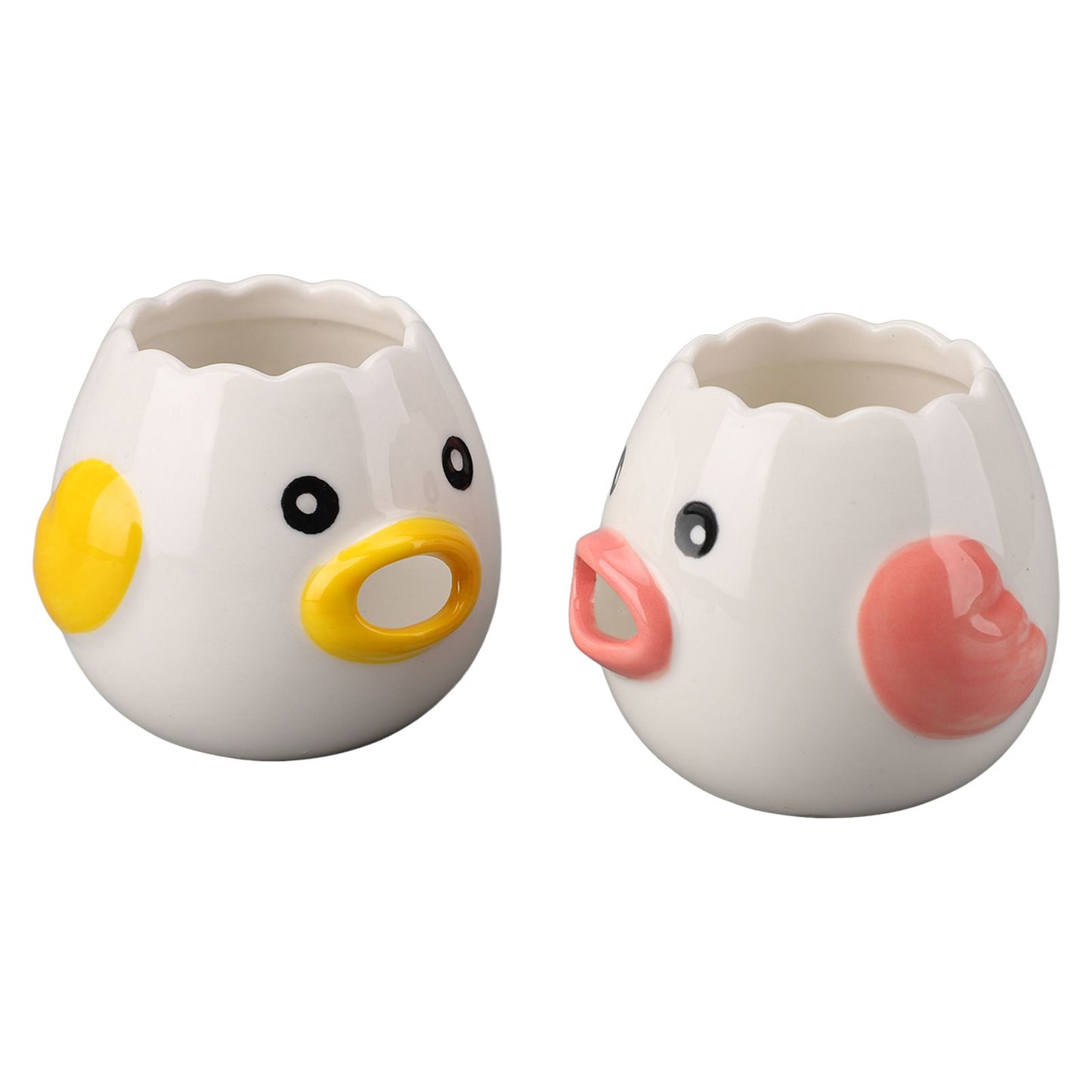 2pcs Egg Separator Ceramic Chicken Shaped Egg Yolk White Filter Kitchen Cooking Accessories Pink and Yellow - view 6
