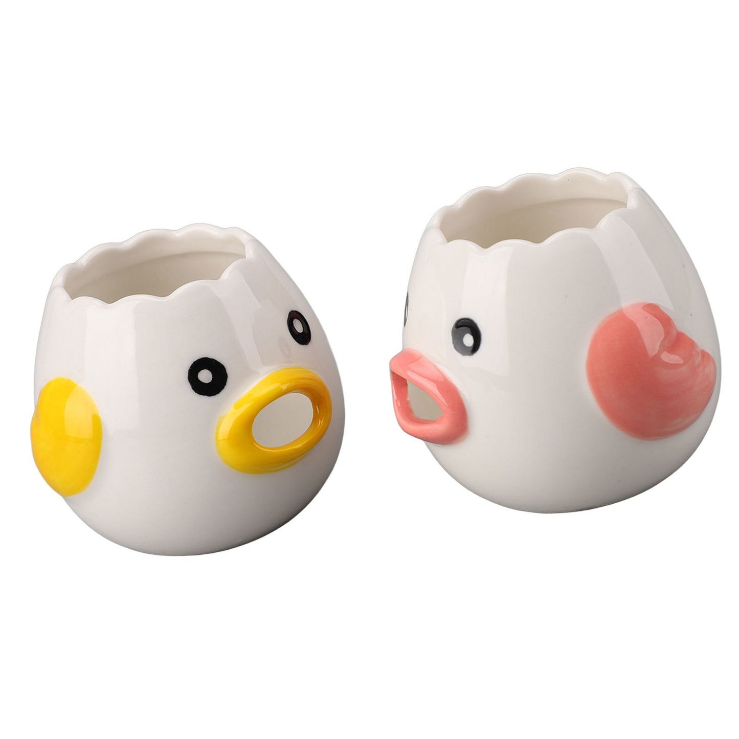 2pcs Egg Separator Ceramic Chicken Shaped Egg Yolk White Filter Kitchen Cooking Accessories Pink and Yellow - view 7