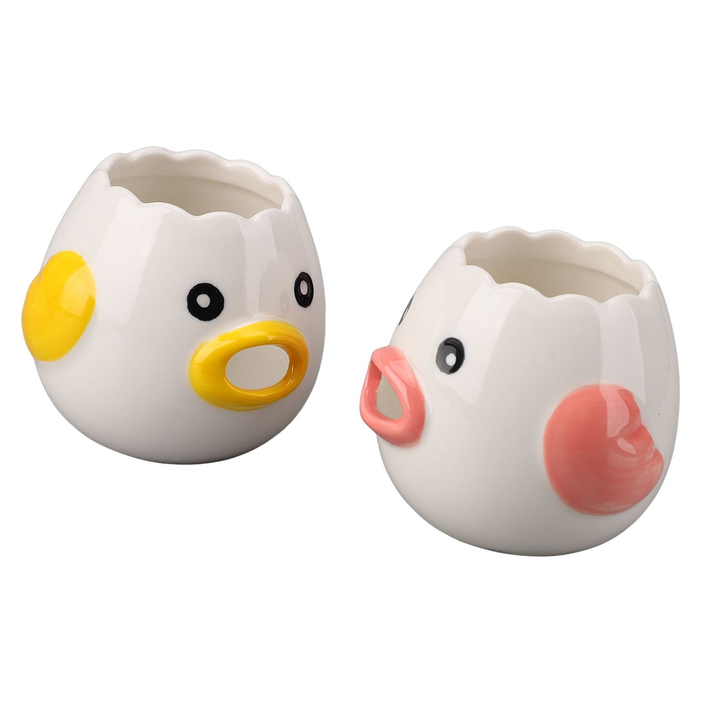 2pcs Egg Separator Ceramic Chicken Shaped Egg Yolk White Filter Kitchen Cooking Accessories Pink and Yellow - view 8