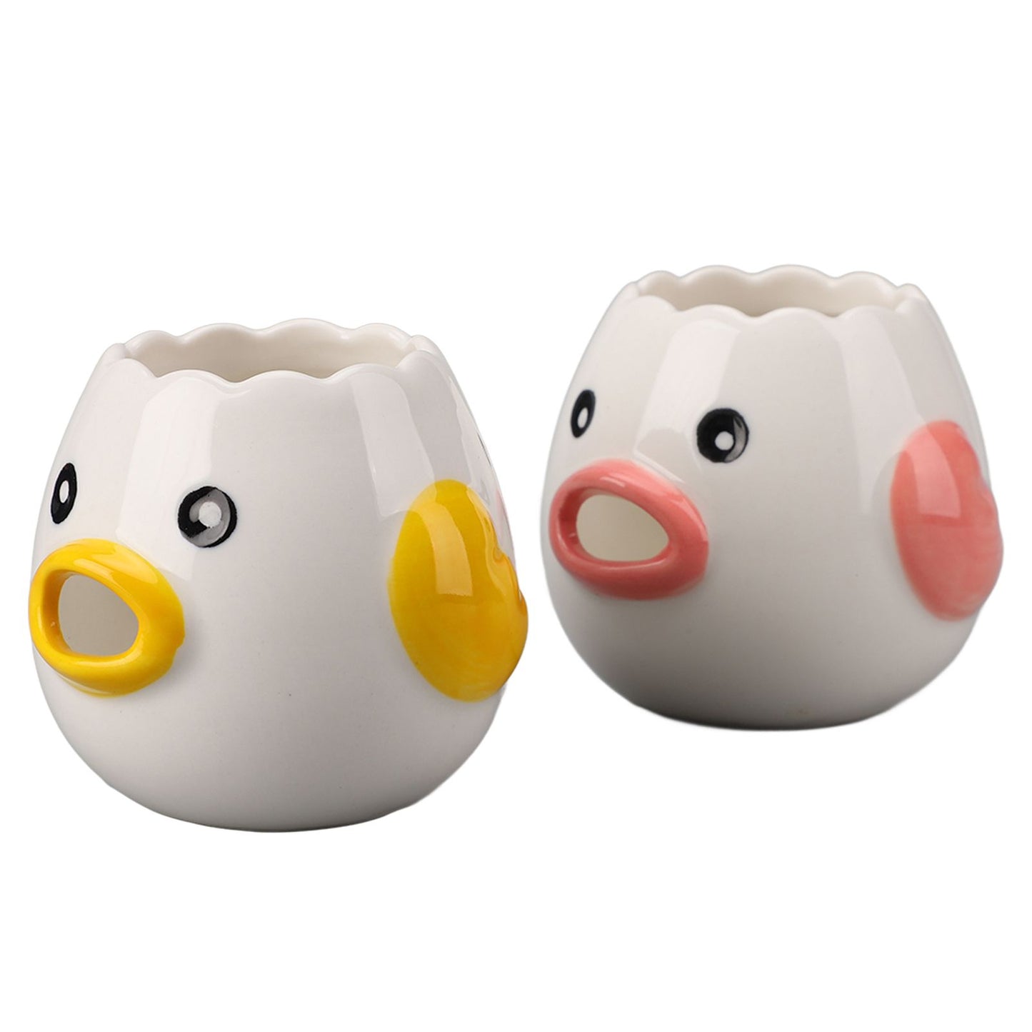 2pcs Egg Separator Ceramic Chicken Shaped Egg Yolk White Filter Kitchen Cooking Accessories Pink and Yellow - view 9